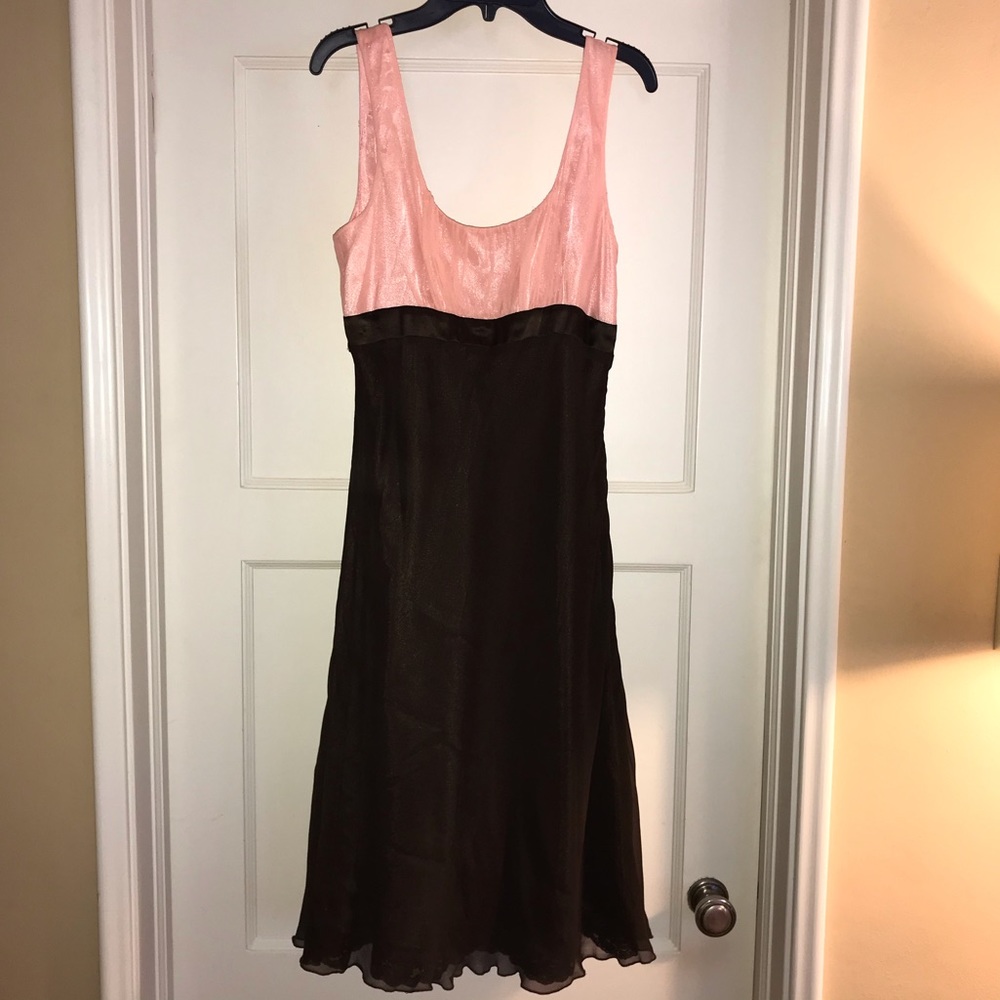 Jane Street Scoop Neck Silk Dress Brown/Pink 6